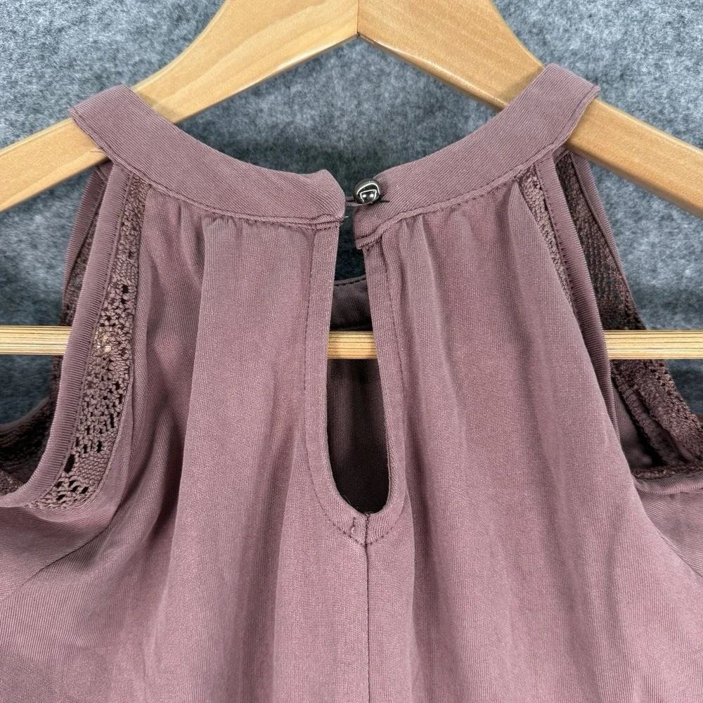 Mudd Shirt Womens Large Cold Shoulder Mauve Blouse Y2K Long Sleeve Flowy Relaxed - Picture 8 of 14